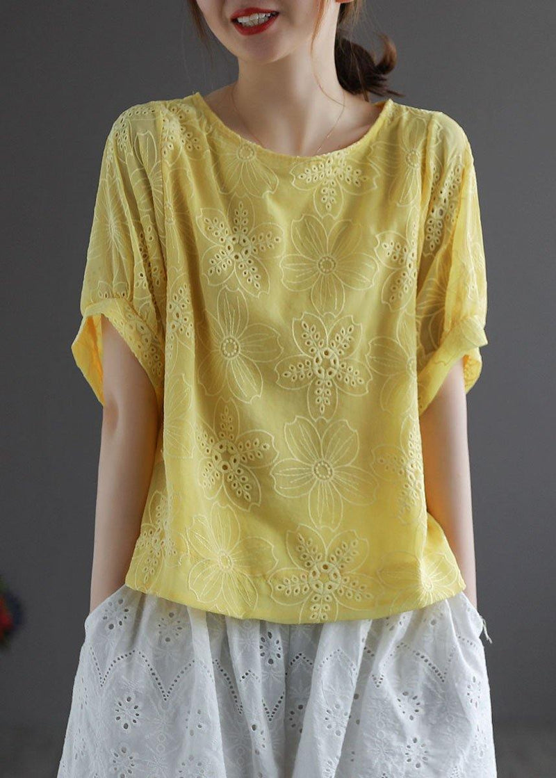 Blue Embroidered Summer Blouses Half Sleeve