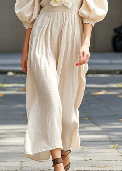 Art Apricot Three-dimensional Cotton Robe Dresses Summer
