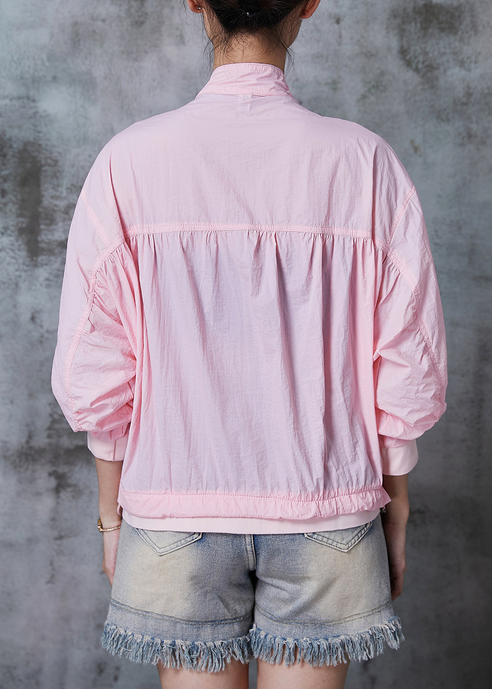 Pink Spandex Upf 50+ Coat Jacket Drawstring Summer