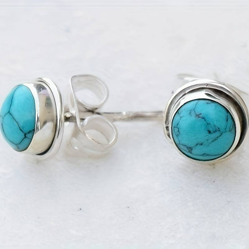 Inlaid Blue Stone Earrings