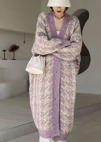 Purple Cozy Knit Cardigan Spring