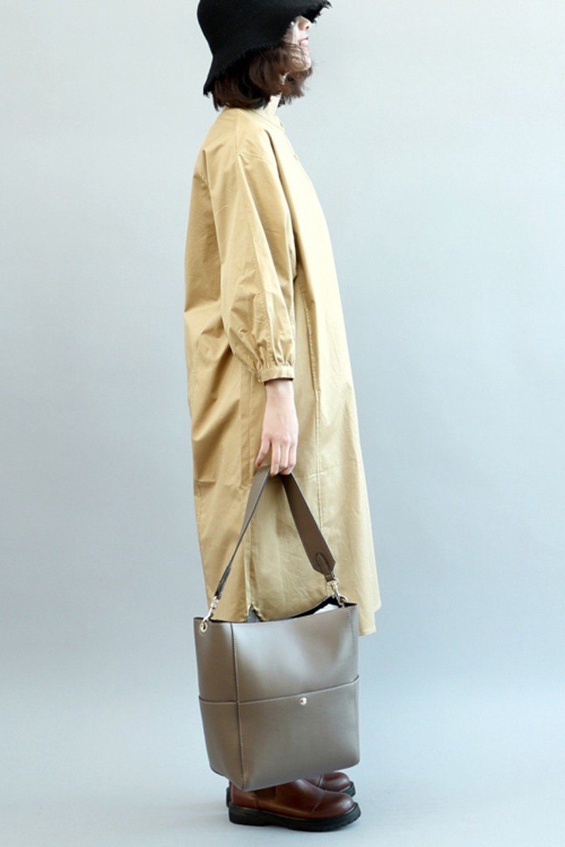 Loose Shirt Dress, Stand Collar Winter Long Shirt