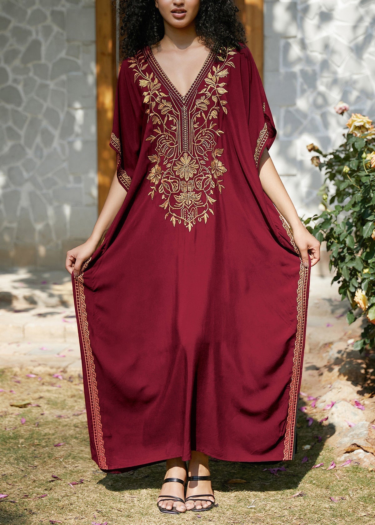 Mulberry Embroidered Side Open Cotton Dress Summer