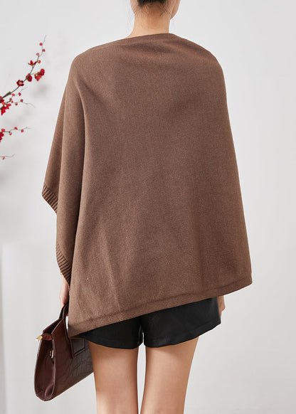 Brown Asymmetrical Button Down Knit Pullover Winter