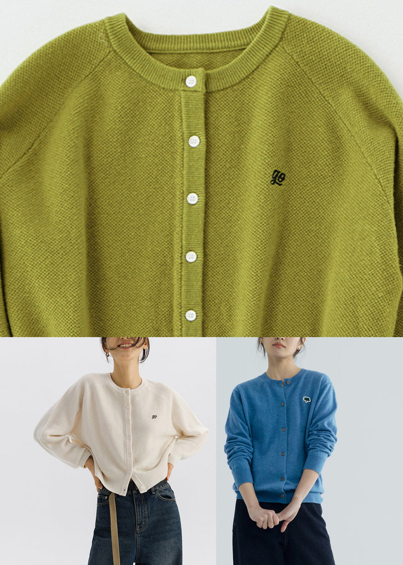 Diy Blue Cozy Woolen Knit Cardigans Long Sleeve
