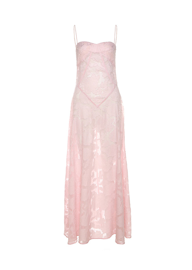 Italian Pink Cold Shoulder Tulle Spaghetti Strap Dress Sleeveless