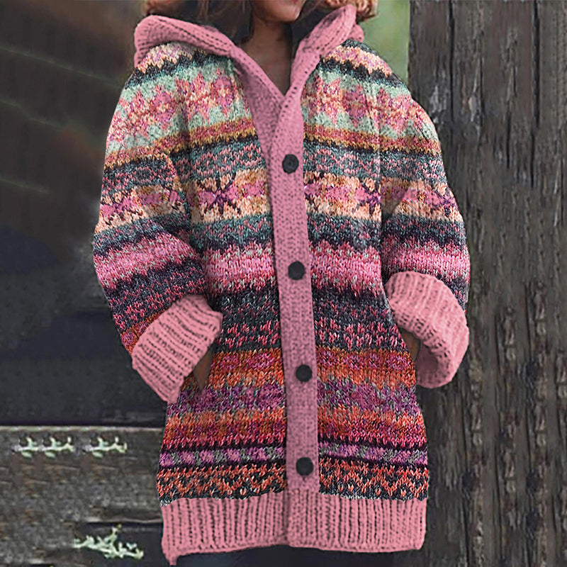 Vintage Fairman Island Knit Jacquard Hooded Sweater Cardigan artswardrobe