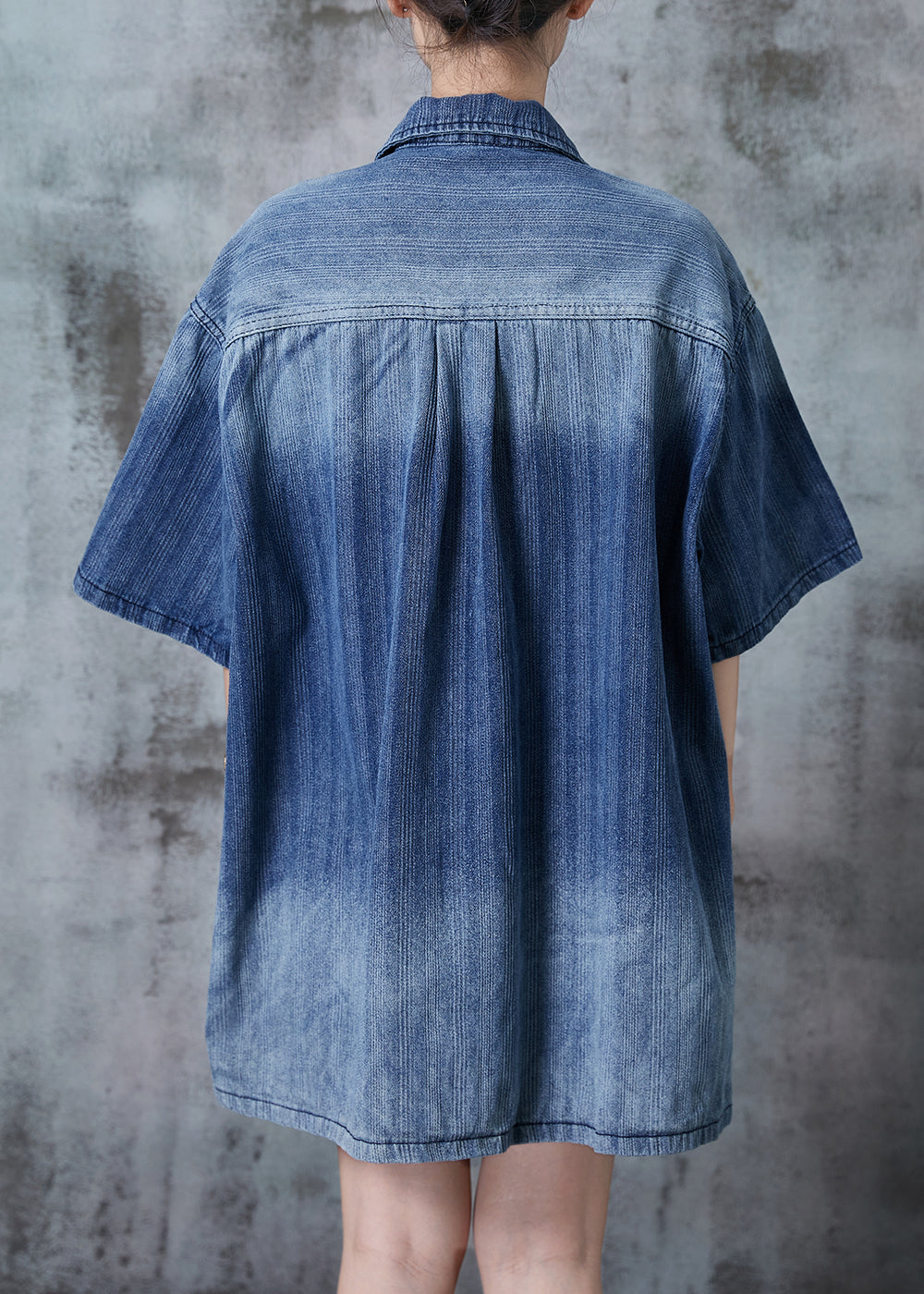 Gradient Blue Oversized Denim Shirt Summer