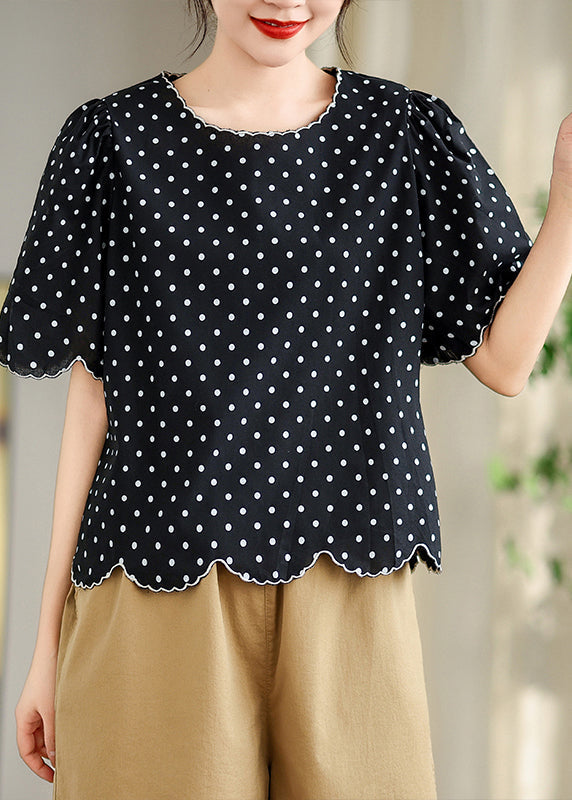 Black O-neck Print Shirts Summer