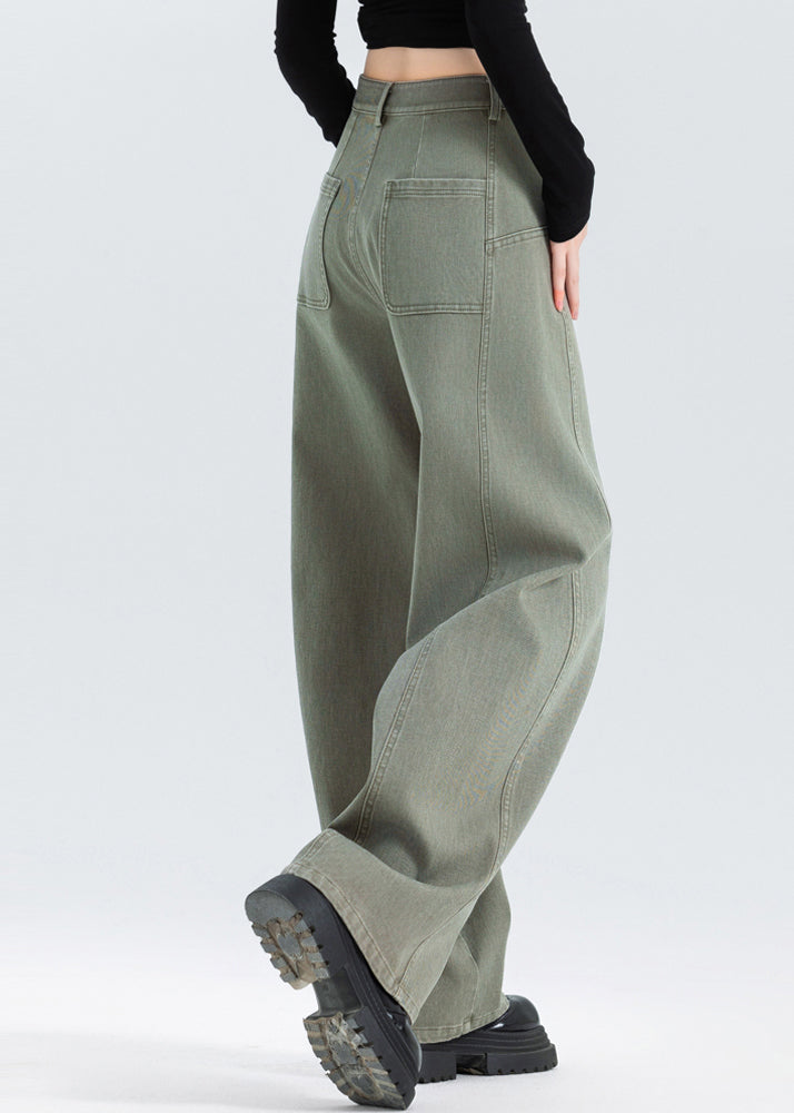 Grey Oversized Patchwork Denim Pants Spring