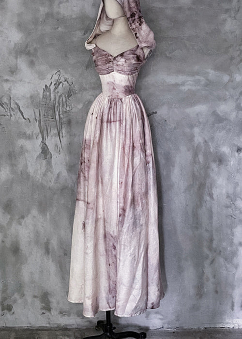 Hooded Removable Tie Dye Cotton Spaghetti Strap Dress Sleeveless
