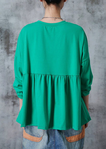Green Oversized Cotton Sweatshirts Top Fall