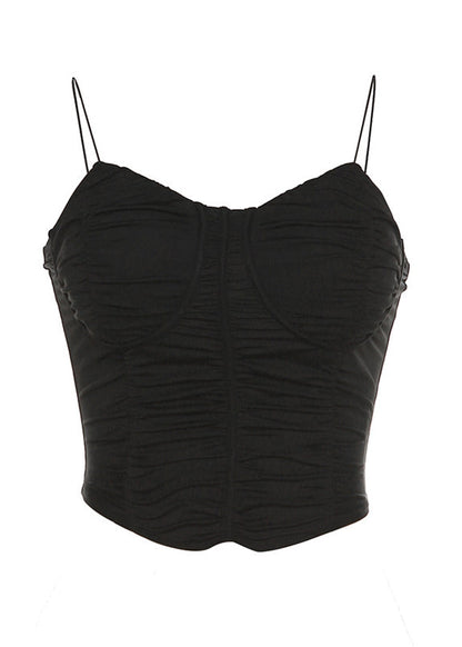 Summer Spicy Girl Black Strapless Small Suspender Backless Short Top