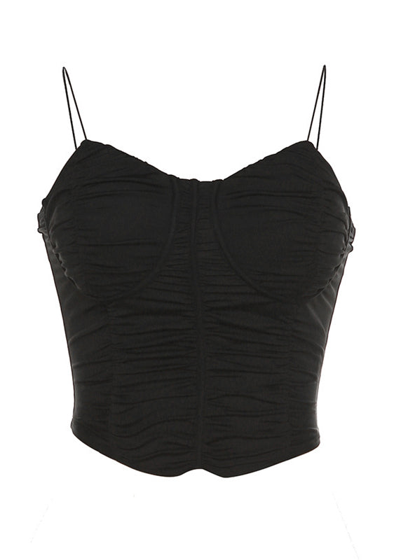 Summer Spicy Girl Black Strapless Small Suspender Backless Short Top