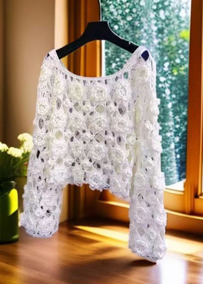 Original Rose Hollow Out Knit Sweaters Fall