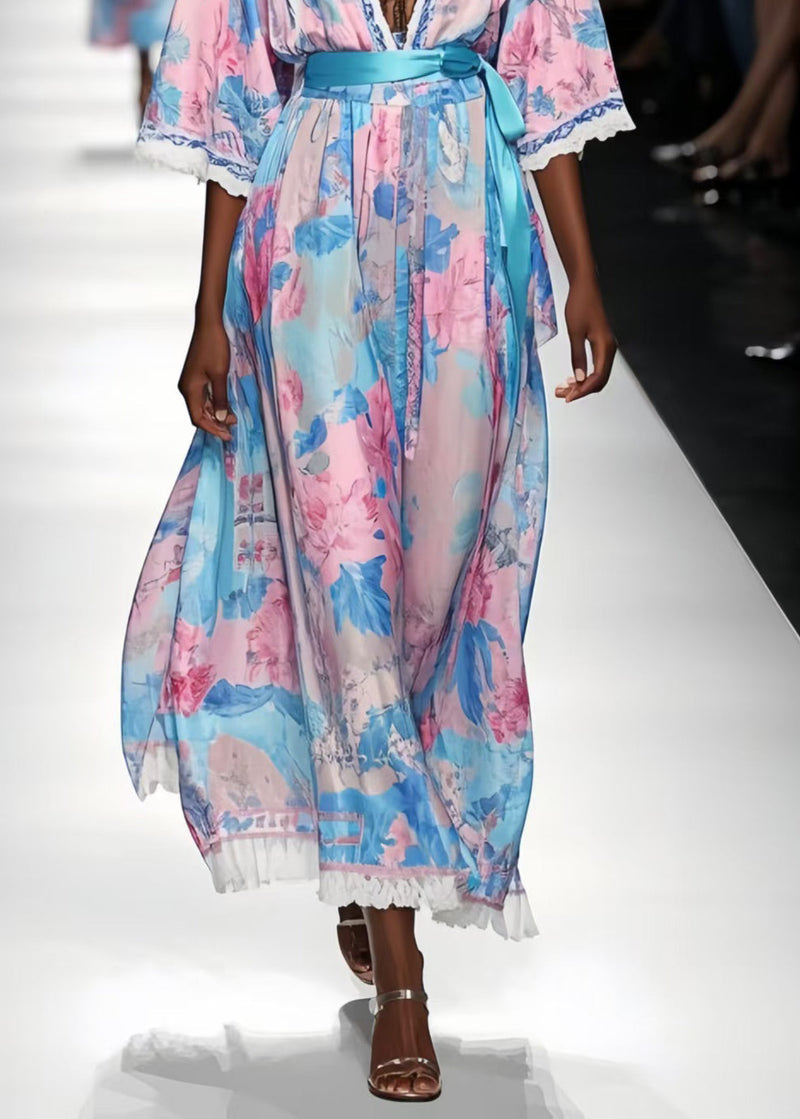 Print Draping Chiffon Tunic Dress Summer