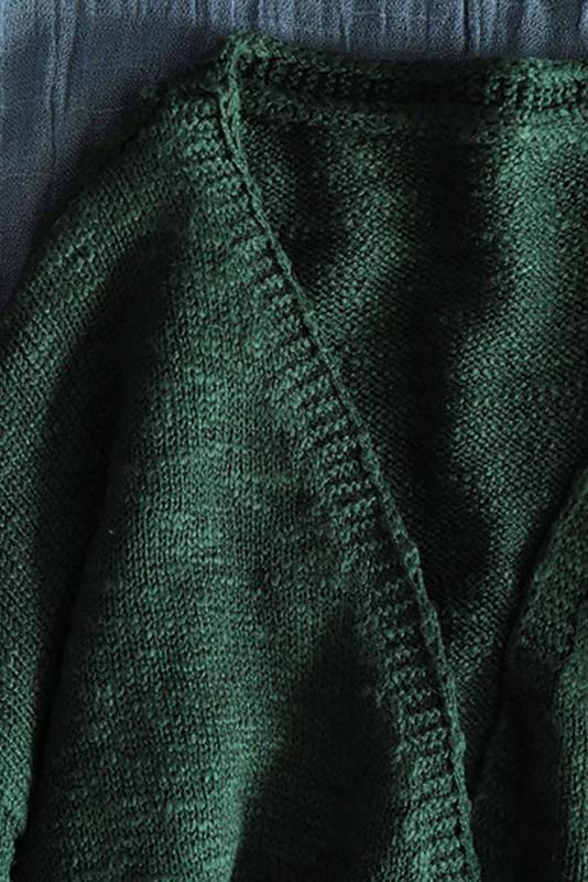 Knitted Retro Pure Color V-neck Sweater Coat