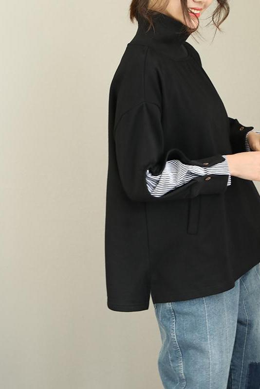 High Neck Cotton Fleece Tops