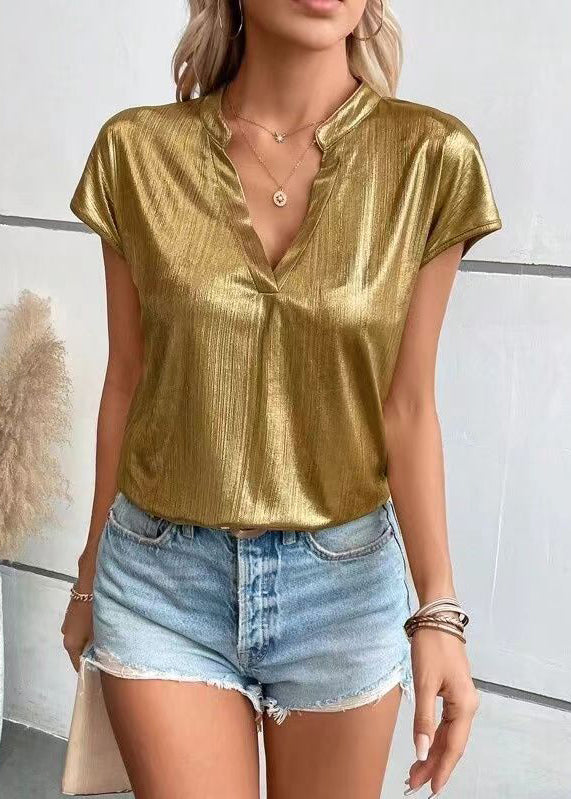 Style New Gold Thin Shirt Bat Sleeves