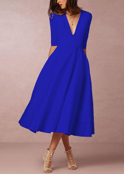 White V Neck Wrinkled Exra Large Hem Dresses Summer