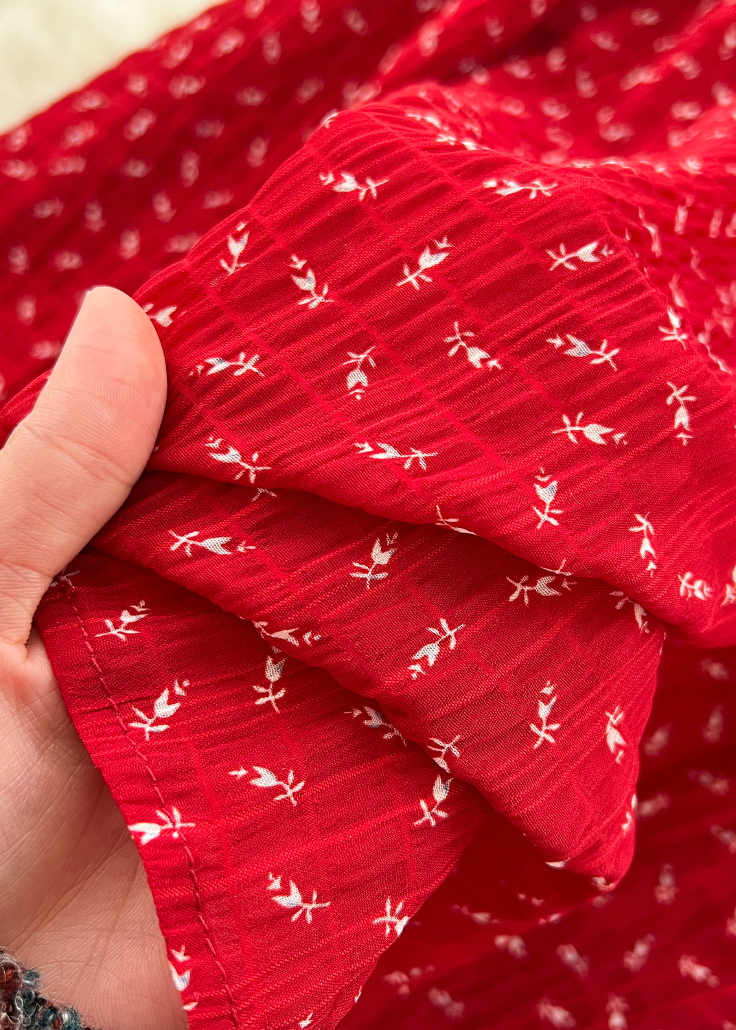 Red Cinched Print Cotton Spaghetti Strap Dress Dress Summer