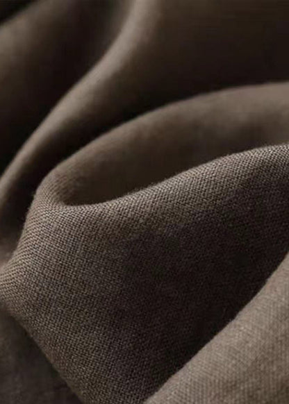 Chocolate Linen Wide Leg Pants Draping Elastic Waist Summer