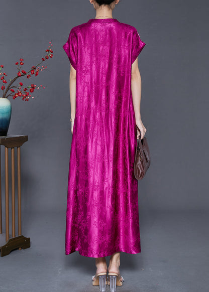 Italian Pitaya Oversized Jacquard Silk Long Dress Summer