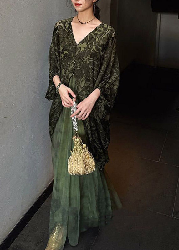Green Tie Dye Vacation Maxi Dresses Spring