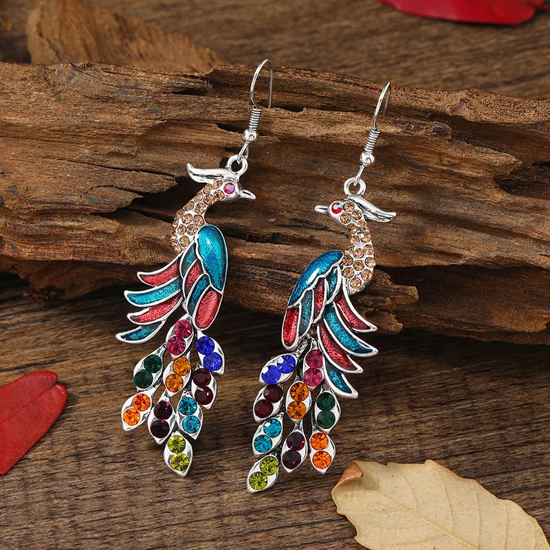 Colorful Peacock Earrings