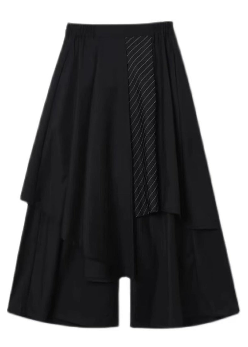 Loose Black Asymmetrical High Waist Wide Leg Pants Summer