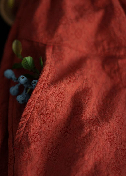 Boutique Orange Red Elastic Waist a Line Skirts Spring