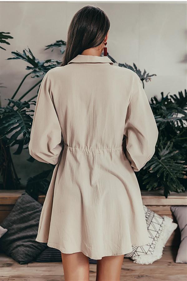 Linen Lantern Sleeve Dress