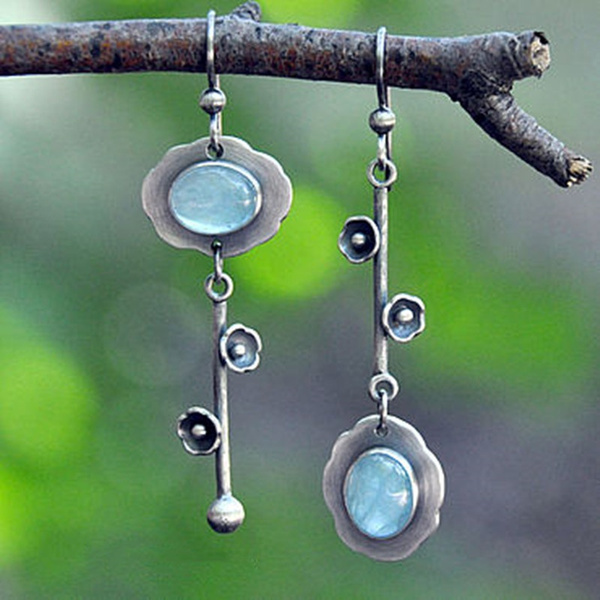 Blue Crystal Earrings in Silver