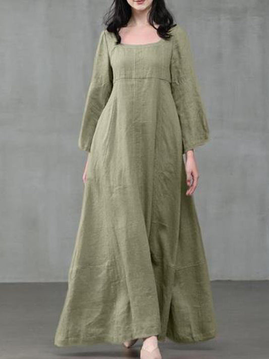 Summer Vacation Dress Spring Outfit Retro Dress With Large Pendulum Linen