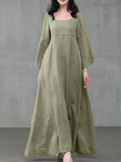 Summer Vacation Dress Spring Outfit Retro Dress With Large Pendulum Linen