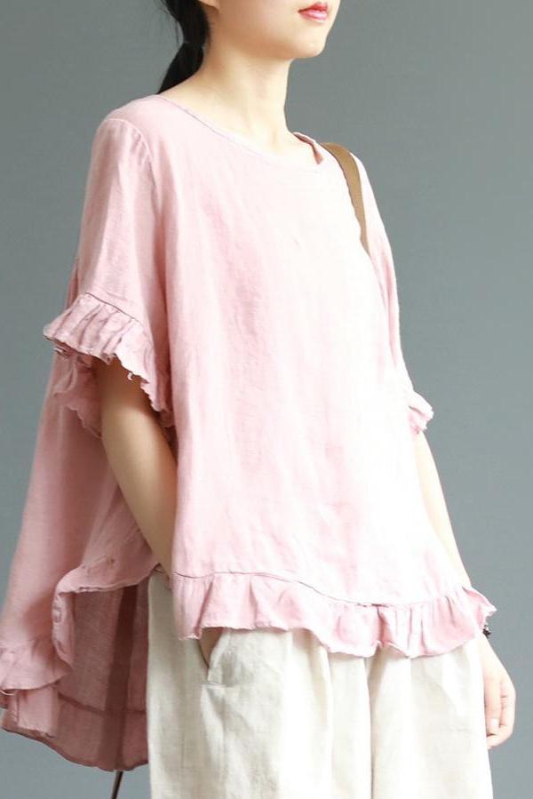 Loose Pure Color Button Down Shirt Summer Blouse