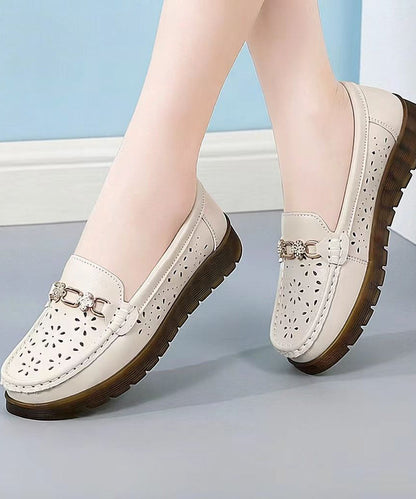 Beige Flat Shoes Hollow Out Flat Shoes for