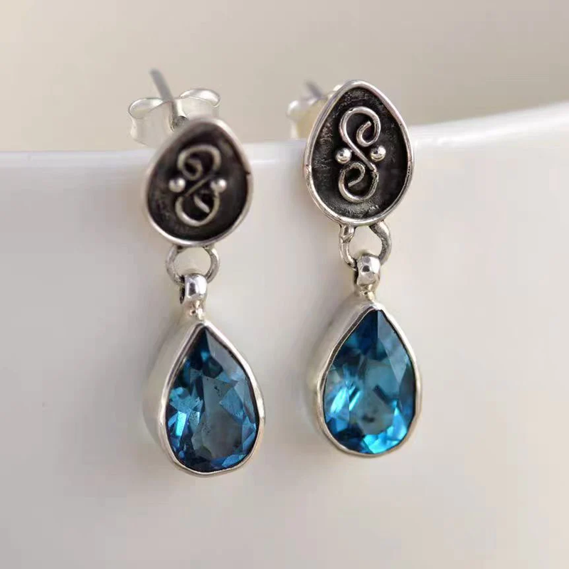 Blue Drop Crystal Earrings
