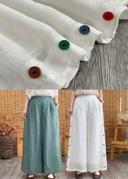 Aqua High Waist Linen Long Pants