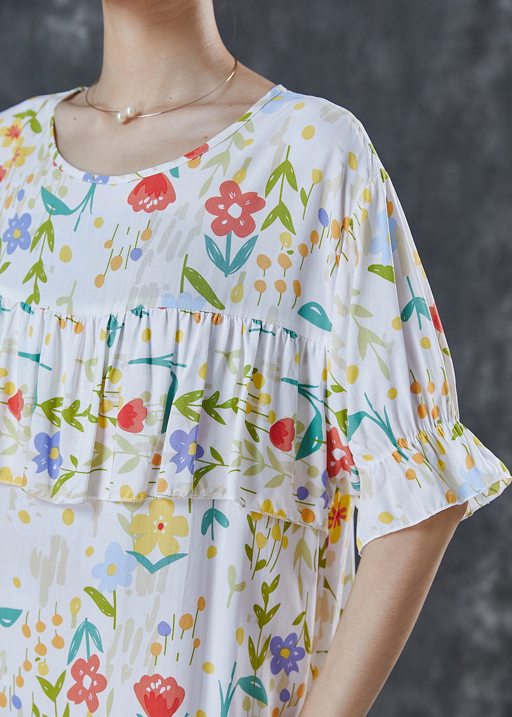White Print Patchwork Cotton Dress Summer