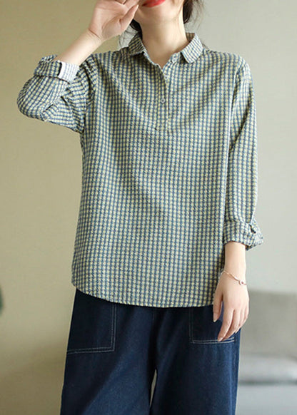 Blue Peter Pan Collar Cotton Top Spring