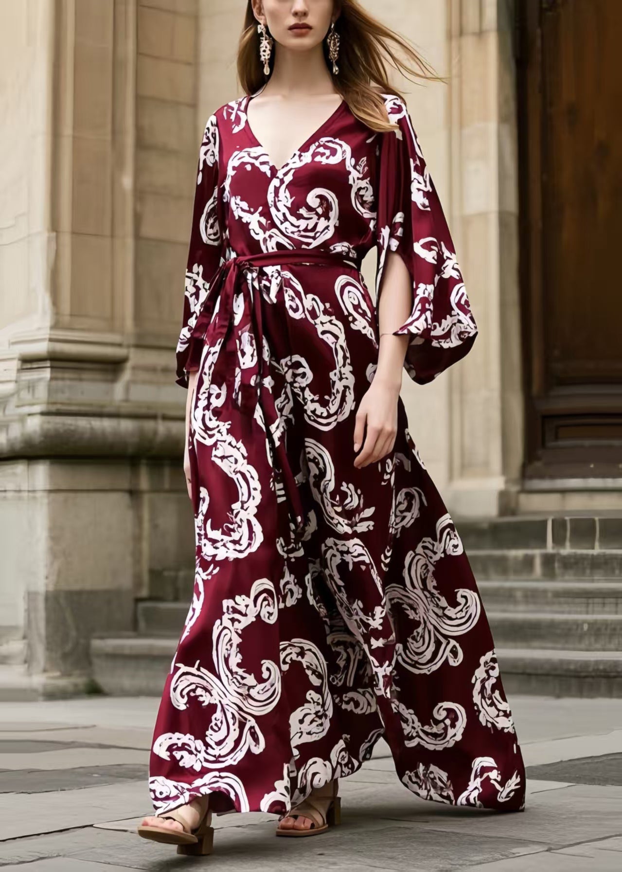 Mulberry Print Exra Large Hem Chiffon Tunic Dress Summer