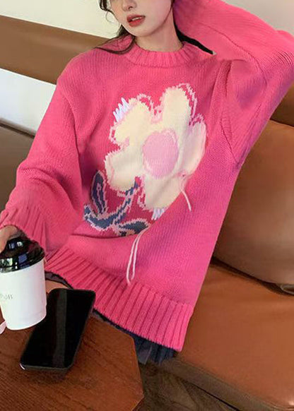 Art Blue O Neck Cozy Knit Sweater Spring