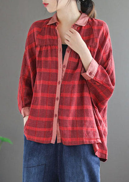 Boutique Red Button Peter Pan Collar Blouses Spring