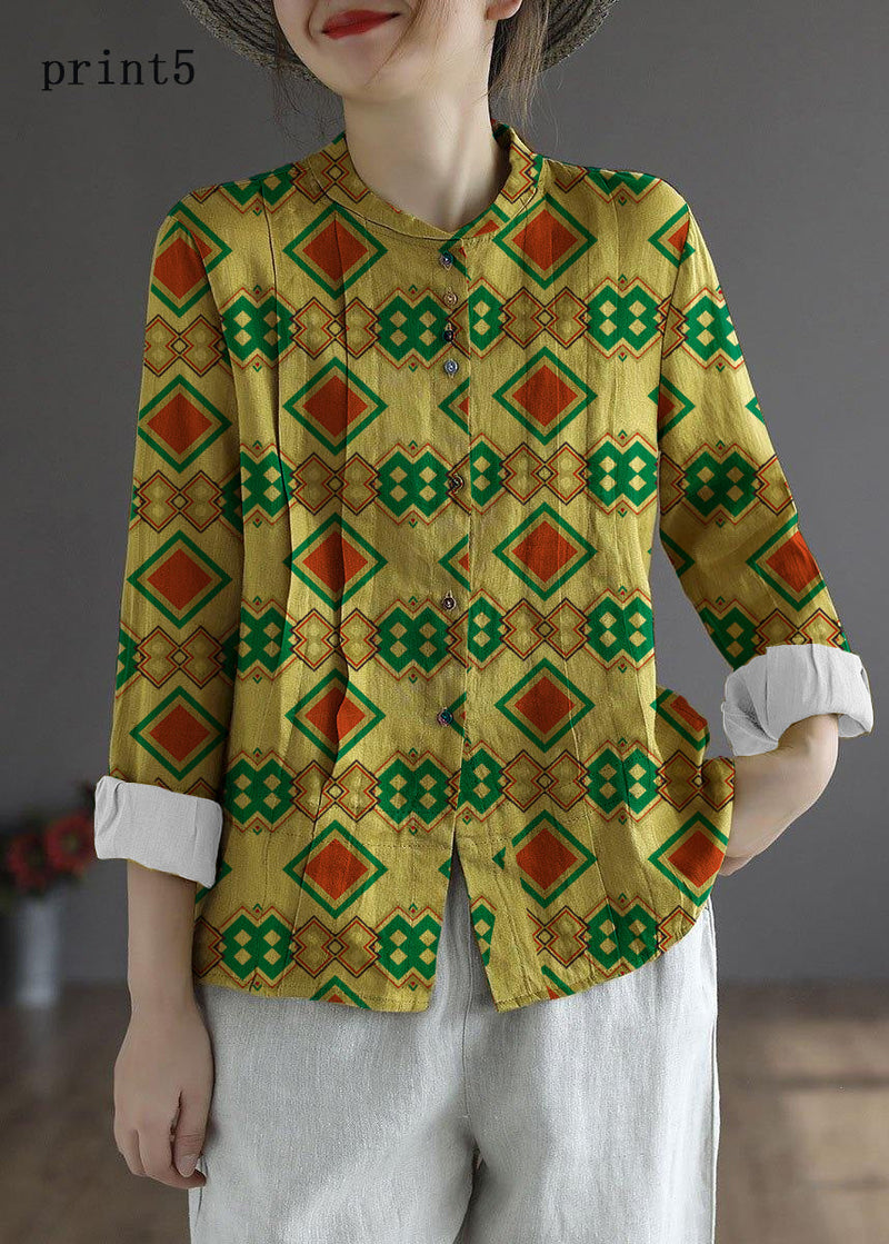 Yellow Button Fall Top Long Sleeve Linen