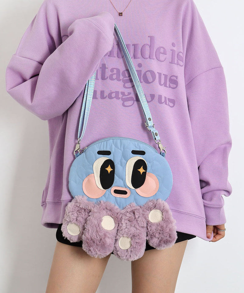 Octopus Shaped Fuzzy Fur Fluffy Message Bag