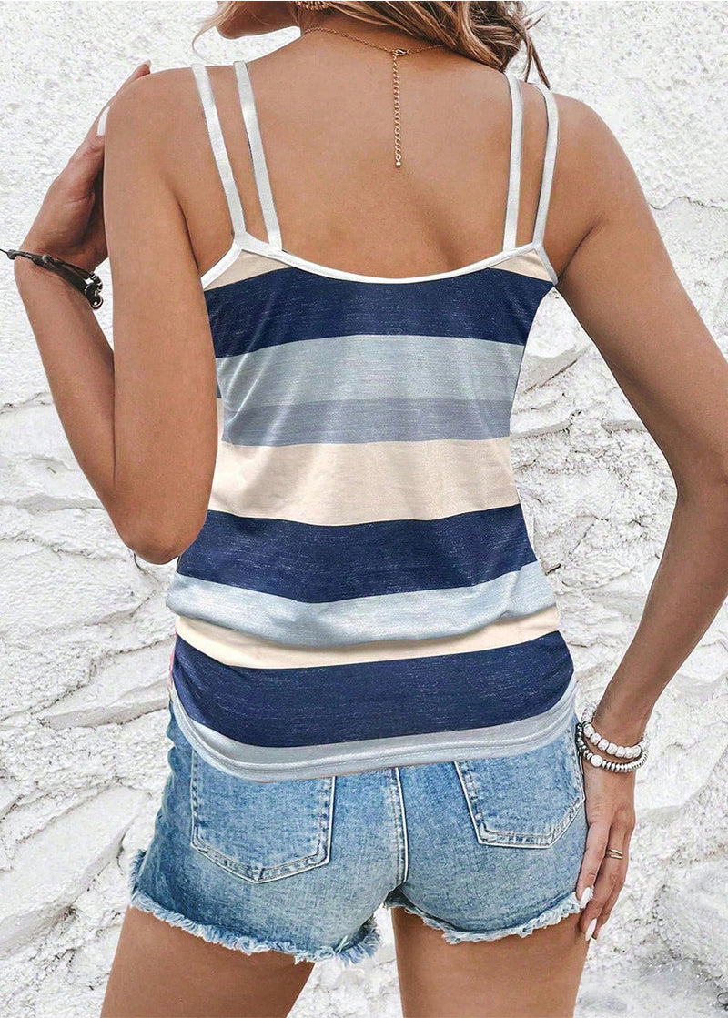 Striped Vacation Cotton Tank Top Sleeveless