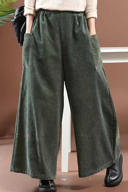 Loose Corduroy Wide Legs Pants