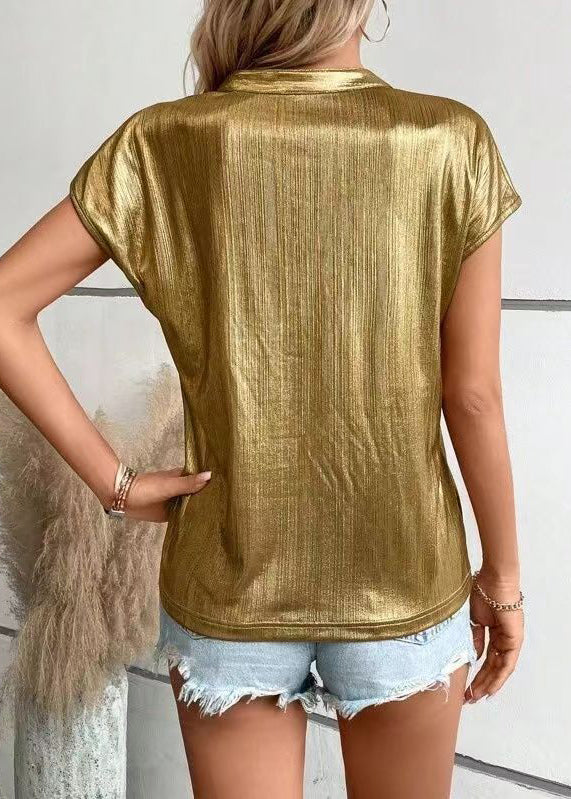 Style New Gold Thin Shirt Bat Sleeves