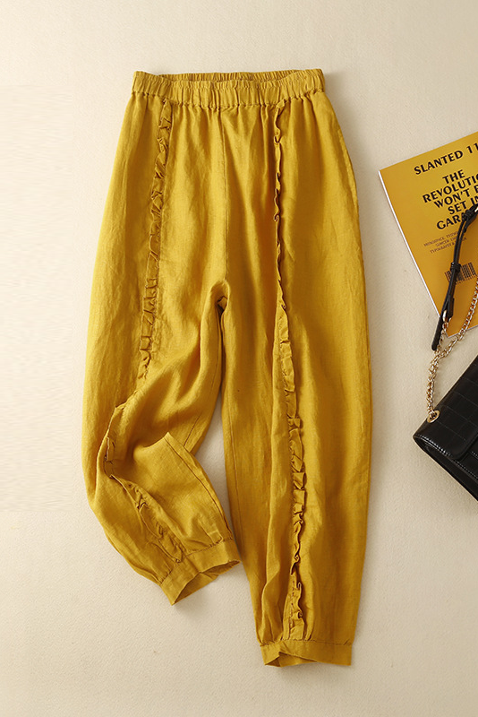 Summer Cotton Pants Stitching Harem Pants